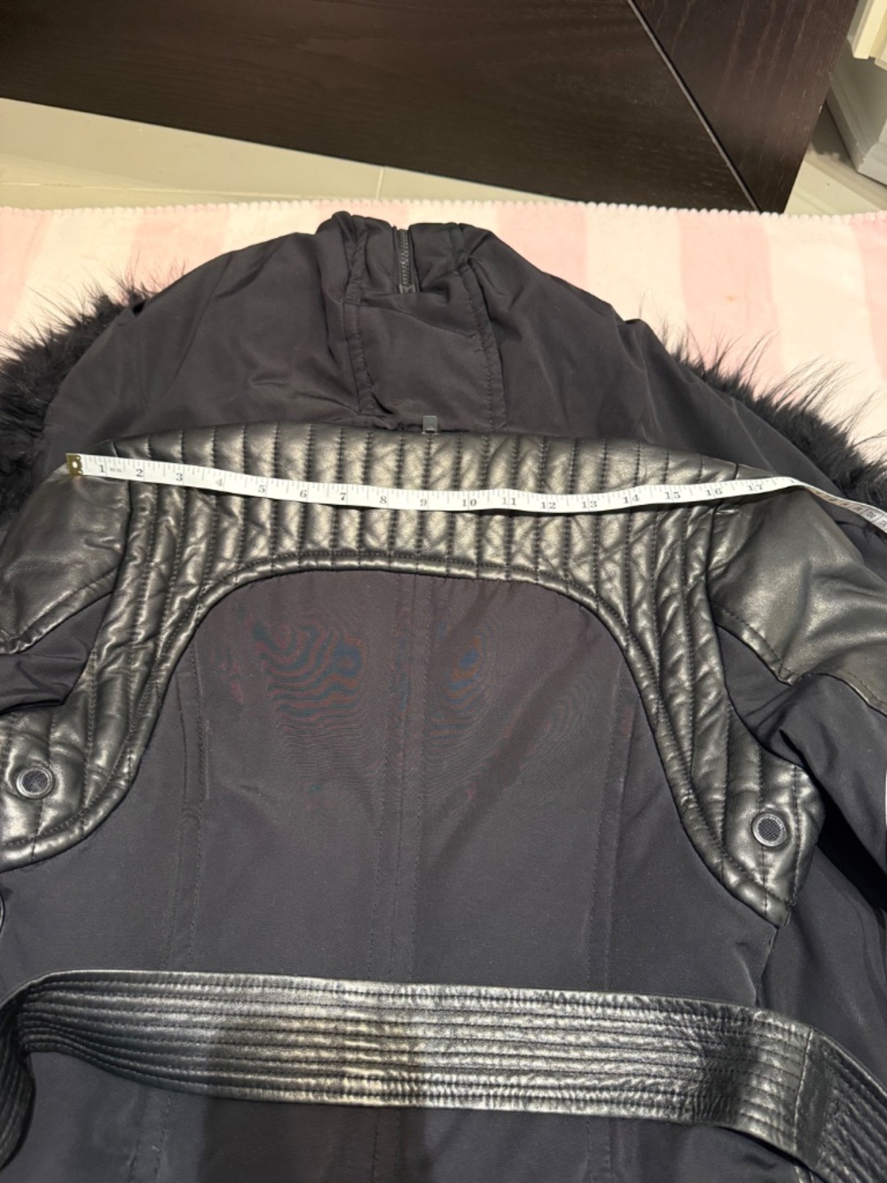 Black  Down Parka with Leather Details and Removable Fur, Rudsak, US M - Picture 14 of 14